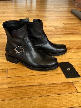 New w/o Box Frye Veronica Flex Bootie 10 Black Leather Boots w/ Buckle 2026